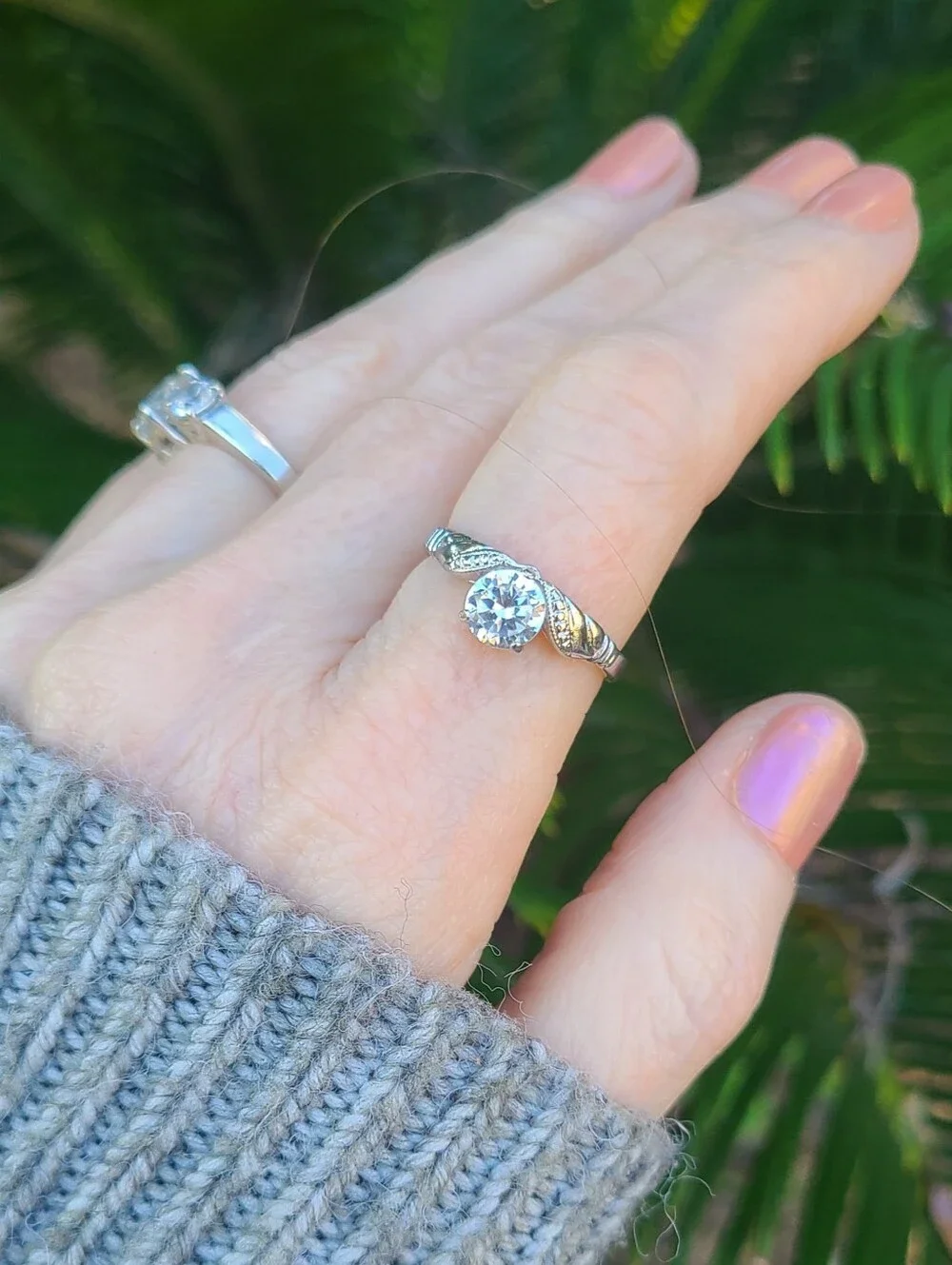 Vtg Lind 925 Sterling Silver Art Deco Round Cubic Zirconia Solitaire Ring